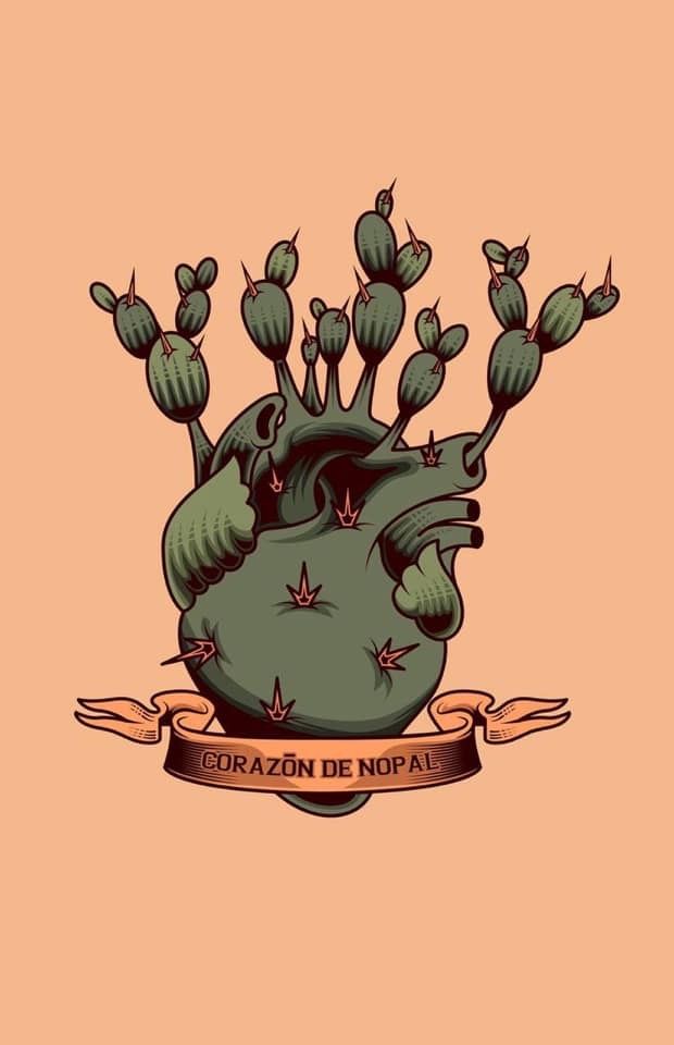 a heart shaped plant with the words coran de nopal on it