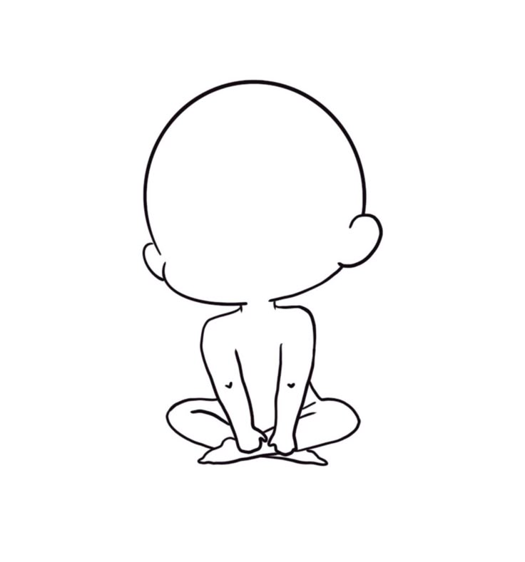 a black and white drawing of a person sitting on the ground