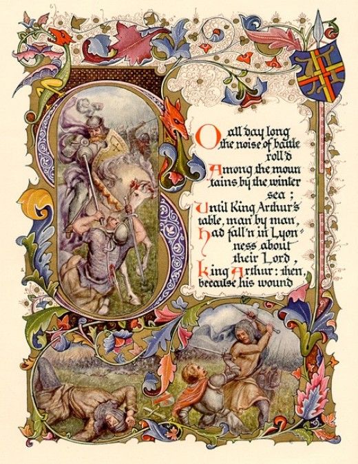 an illuminated page from a medieval manuscript depicting the story of st george and his knights