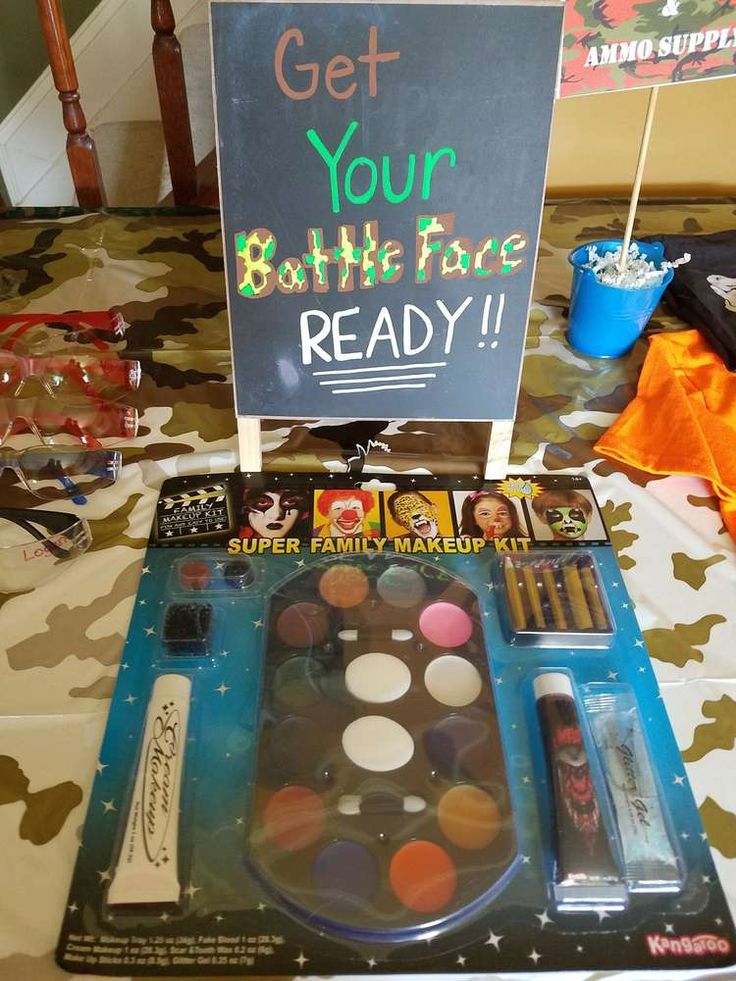 an assortment of make - up products are on display at a birthday party for children