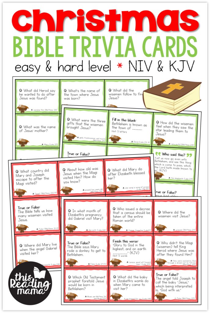 christmas bible trivia cards for kids and adults