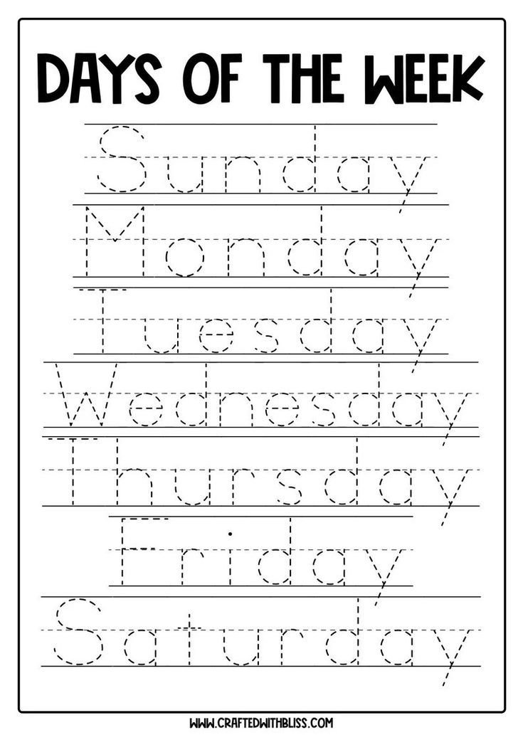 the days of the week worksheet for kids to practice handwriting and writing skills