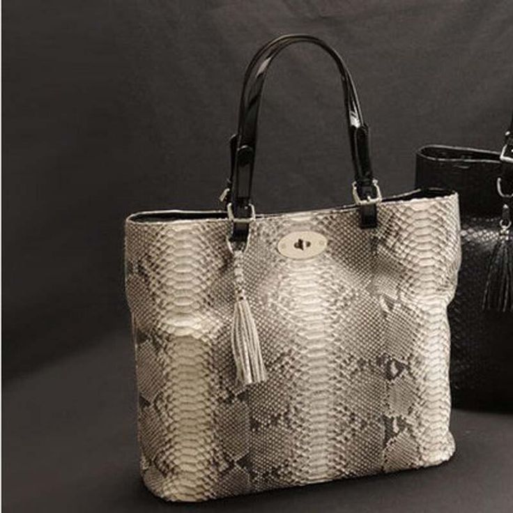 GENUINE PYTHON HANDBAG-Handbag-Pisani Maura-Pisani Maura Python Handbags, The Tote Bag, Women Handbag, Leather Handles, Bag Fashion, Michael Kors Jet Set, Python, You Bag, Leather Handle