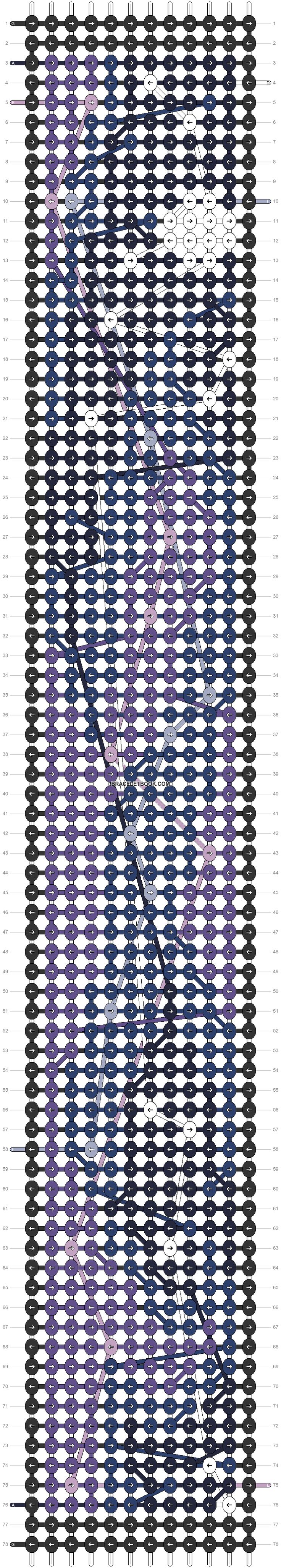 an abstract pattern made up of blue and purple lines, with white dots in the middle