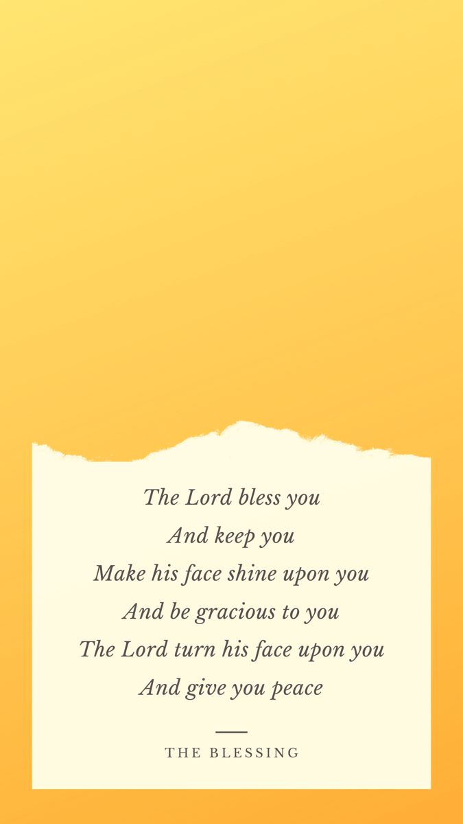 a yellow and white background with the words, the lord bless you and keep you