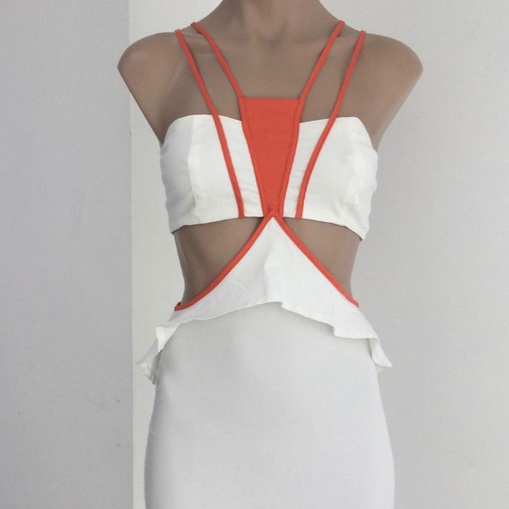 White And Orange Cut Out Dress With Zip Up Back. Size Small Orange Cut, Cut Out Dress, White And Orange, Out Dress, Orange White, Dress White, Color Orange, White Color, Zip Ups