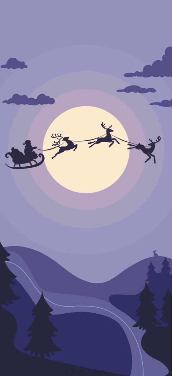 santa's sleigh flying over the moon