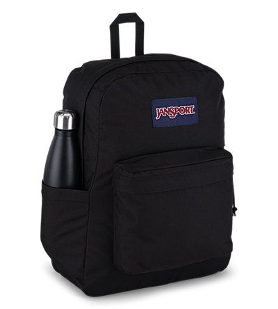 The SuperBreak Plus is a fresh take on the classic SuperBreak pack with an internal laptop sleeve and side water bottle pocket, making this pack as functional as it is far out. Jansport Black Backpack, Jansport Backpacks Aesthetic, Black North Face Backpack, Black Jansport Backpacks, Black Jansport, Jansport Backpacks, Backpack Jansport, Adventure Pack, Aesthetic Backpack