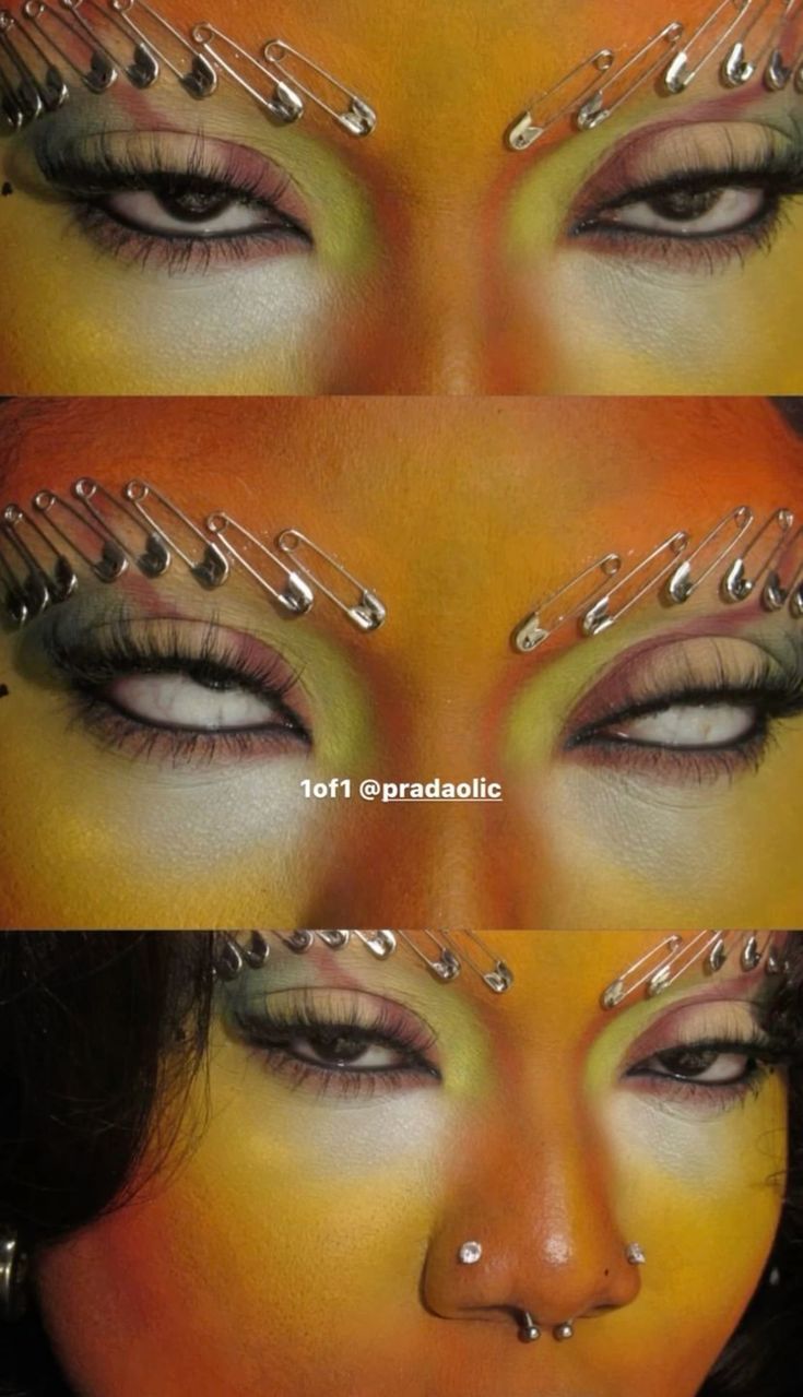 Interesting Makeup Looks, Trippy Makeup, Geometric Makeup, Artsy Makeup, High Fashion Makeup, Pride Makeup, Pretty Makeup Looks, Ethereal Makeup, Dope Makeup