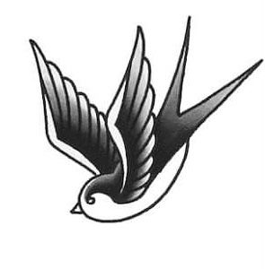 a black and white image of a bird flying with its wings spread out, in the air