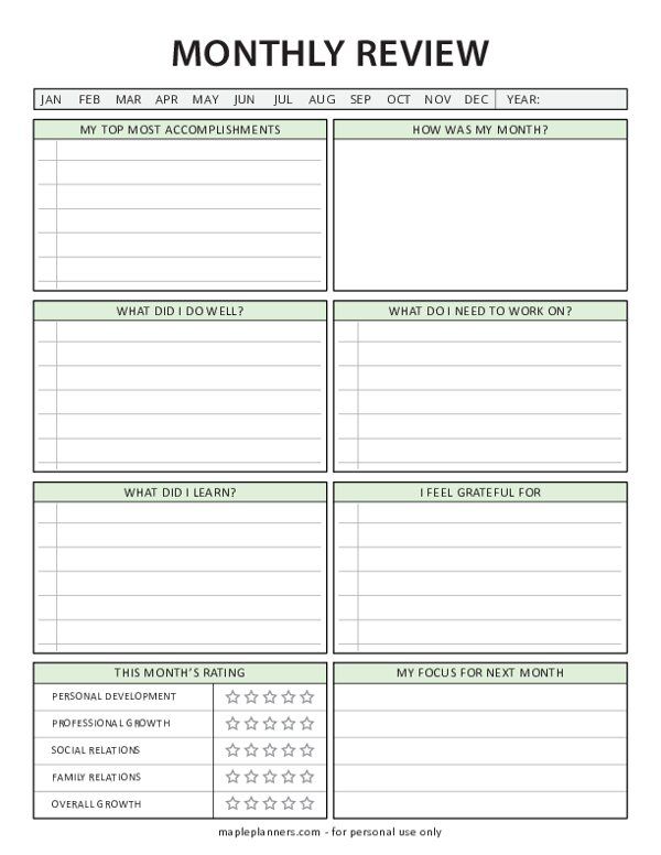 the printable weekly planner is shown in green and white, with text that reads month to