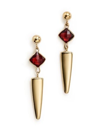 Garnet Dagger Drop Earrings in 14K Yellow Gold - 100% Exclusive Red Gemstone Jewelry, Spiked Jewelry, Garnet Drop Earrings, Yellow Gold Drop Earrings, Starburst Earrings, Silver Gold Jewelry, Garnet Jewelry, Garnet Earrings, Exclusive Jewelry