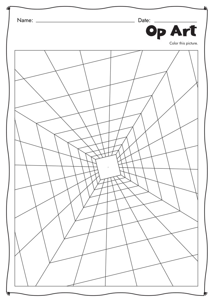 the inside of an op art coloring page