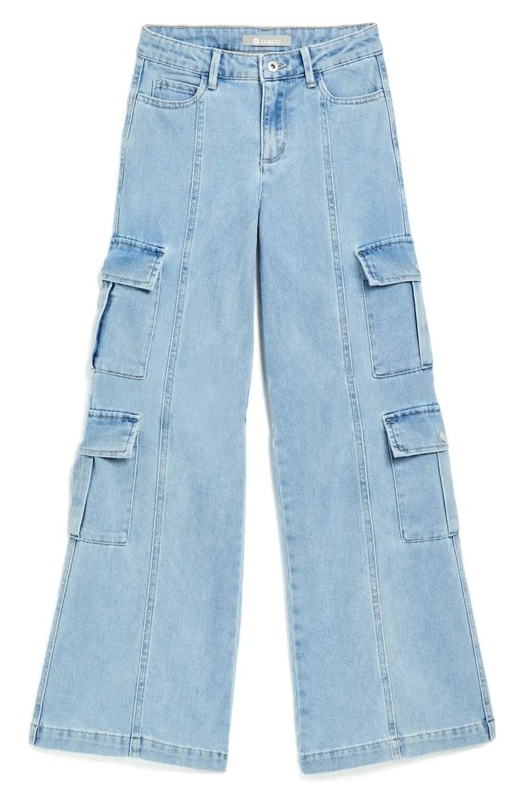 Tractr Kids' Wide Leg Cargo Jeans | Nordstrom Yk2 Aesthetic Outfits, Cargo Jeans Outfit, Wide Leg Cargo Jeans, Wide Legged Jeans, Old Outfits, Casual Outfits For Teens, Baggy Clothes, Cute Pants