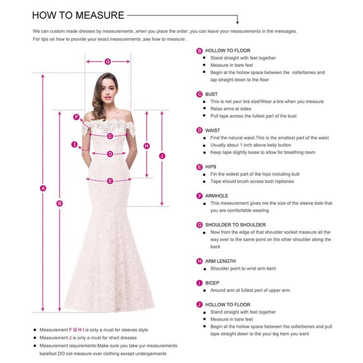 a woman in a white dress with measurements for her wedding gown and the size guide