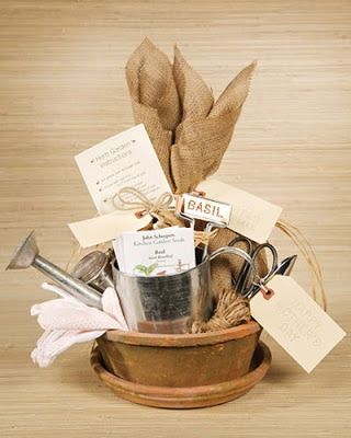 a basket filled with lots of items on top of a wooden table