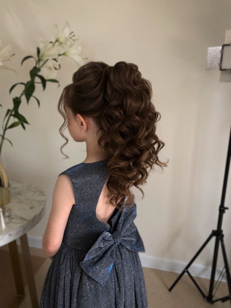 Hair Style For Kids Girl For Wedding, Daddy And Daughter Dance Hair Styles, Traditional Hairstyle For Kids, Wedding Hairstyles For Kids, Pageant Hair For Kids, Formal Hairdos, Kids Hairstyles For Wedding, Girls Hairdos, Pony Hairstyles