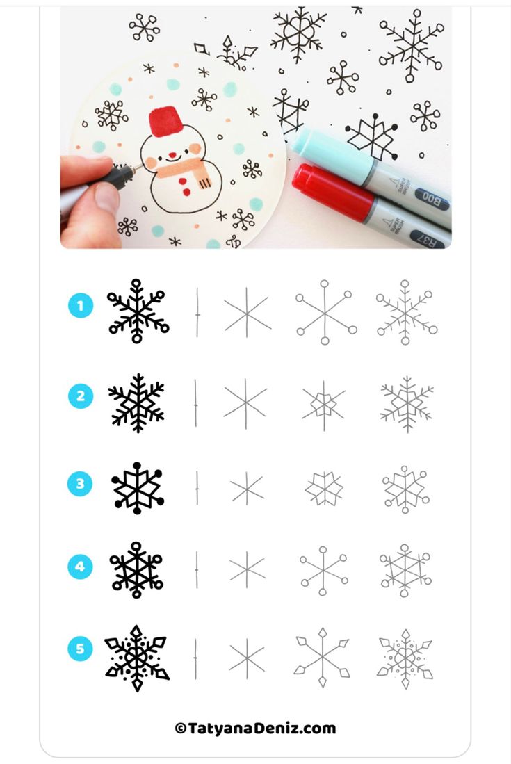 the instructions for how to draw snowflakes with crayons and marker pens