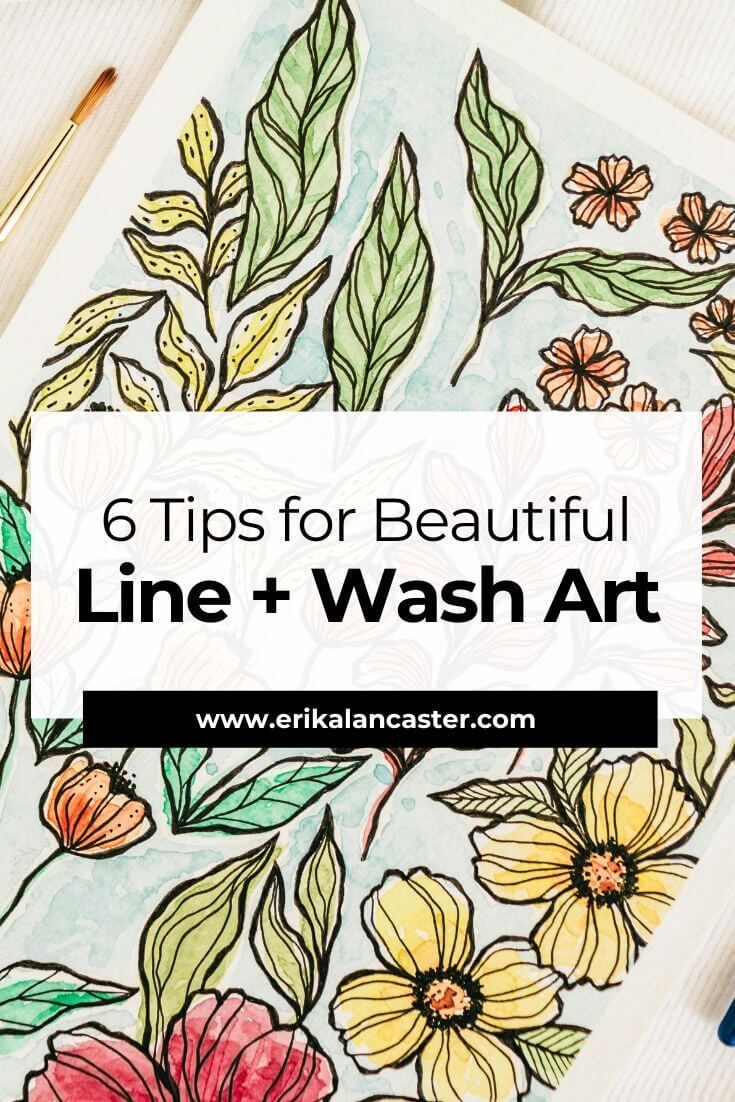 a notebook with the title 6 tips for beautiful line and wash art