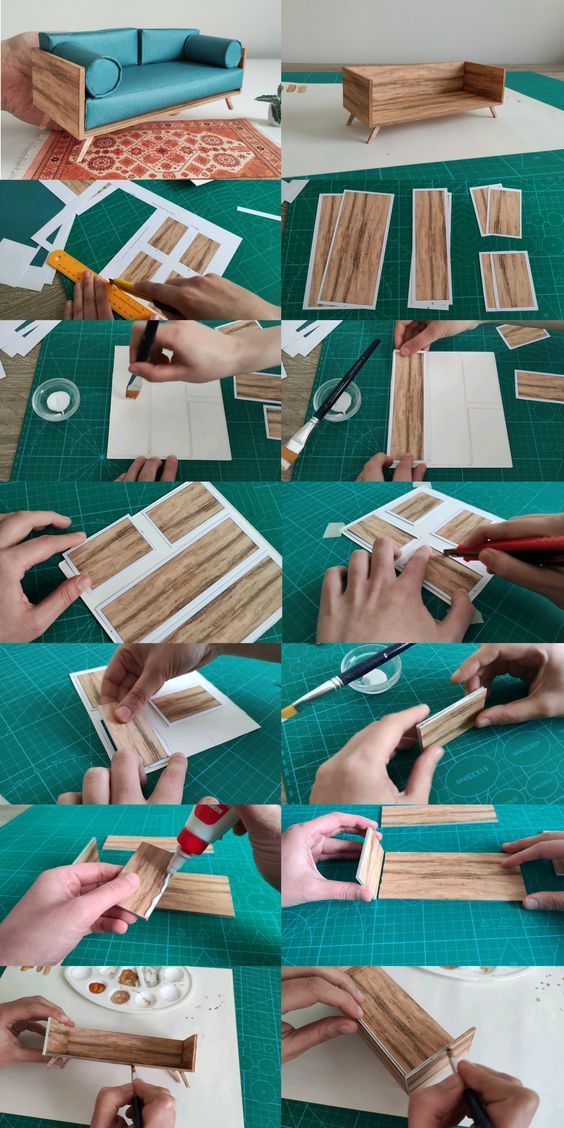 Tiny Furniture Diy Dollhouse Miniatures, Dollhouse Furniture Tutorials Patterns, 1 16 Scale Miniatures Diy, Dollhouses And Miniatures, 1:6 Scale Furniture Diy, Doll House Diy Ideas, Diy Mini Furniture, 1 12 Scale Miniatures Diy, Dollhouse Diy Furniture