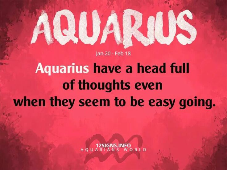 the quote for aquarius is written in white on a red background