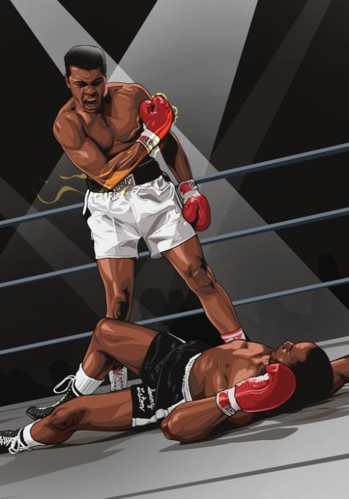 a man laying on the ground next to another man wearing boxing gloves