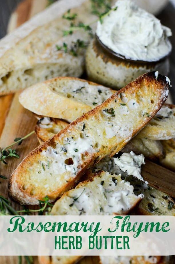 rosemary thyme herb butter on bread sticks