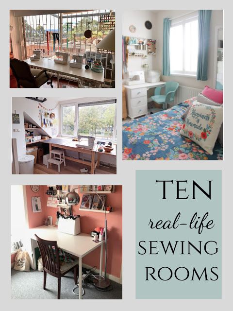 a collage of photos with the words ten real - life sewing rooms