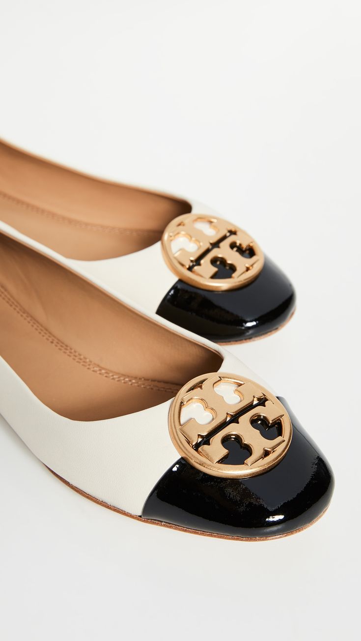 Tory Burch Chelsea Cap Toe Ballet Flats Satin Ballet Flats, Tory Burch Ballet Flats, Glass Shoes, Luxe Clothing, Work Essentials, Orange Shoes, Fancy Shoes, Only Shoes, Tory Burch Flats