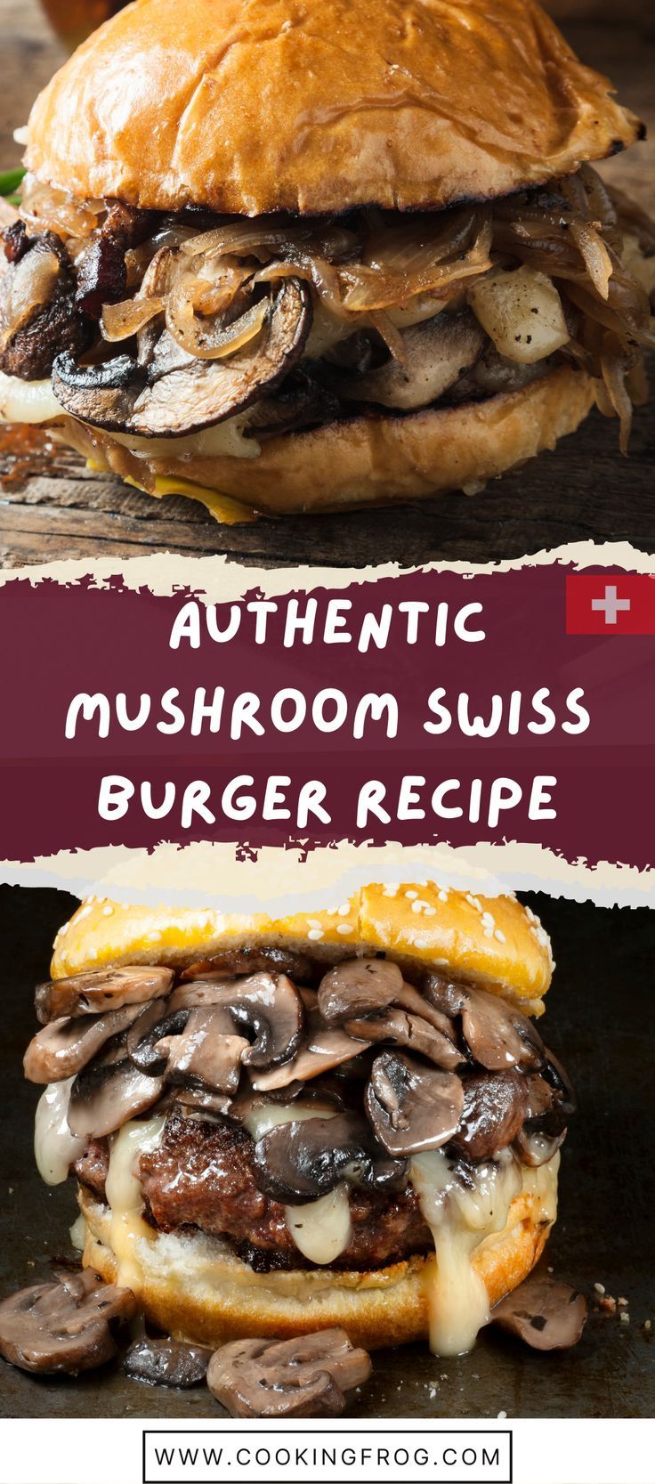 This is the perfect mushroom Swiss burger. You can make homemade burgers by grilling them and adding a slice of Swiss Cheese and sauteed mushrooms to the top. But we go beyond and add a thick mushroom sauce and heavenly Swiss Cheese. Isn’t it amazing to see the Swiss cheese just beginning to drip off the edges, in anticipation of your first bite? Mushroom Swiss Burger Recipe, Swiss Burger, Mushroom Swiss Burger, Grilled Burger Recipes, Easy Burger Recipe, Amazing Burger, Burger Seasoning, Beef Patties, Mushroom Burger