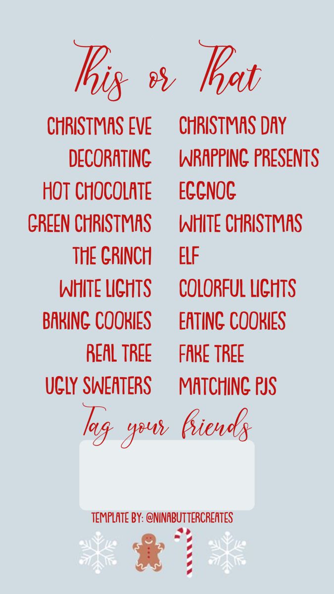 the christmas list is shown with red and white lettering on blue background, which includes candy cane