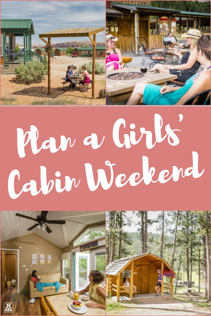 Plan a Girls' Cabin Camping Weekend! Ladies Camping Weekend, Cabin Weekend With Friends, Sister Weekend Ideas, Food For Girls Weekend, Fun Girls Weekend Ideas, Girls Cabin Trip Ideas, Birthday Cabin Weekend, Cabin Weekend Food, Cabin Food Weekend