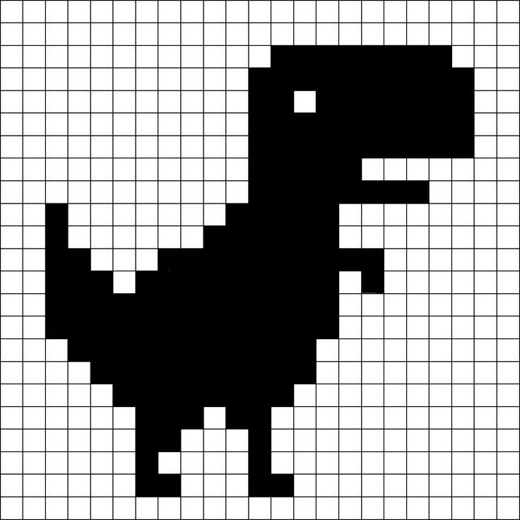 a black and white pixellated image of a dinosaur