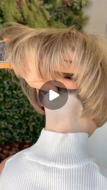 Haircut Lovers | Inspiration on Instagram: "Short Nape Undercut Bob done by @haliitates ✂️🔥 #bob #bobhaircut #bobhairstyle #aline #alinebob #undercut #undercutbob #shortnape #nape #haircut #napecut #shorthair #shorthairstyles #shavedneck #buzzed #behindthechair #undercutgirls #undercuthairstyle #napeundercut #shorthairdontcare" Ear Length Bob With Undercut, Short Nape Bob, Short Inverted Bob Haircuts Back View, Short Bob With Undercut Nape, Undercut Bob Hairstyles Women, Short Nape Haircut, Undercut Bob Haircut Hidden, Extra Short Bob Hairstyles, Inverted Bob Short Stacked Wedge Haircut