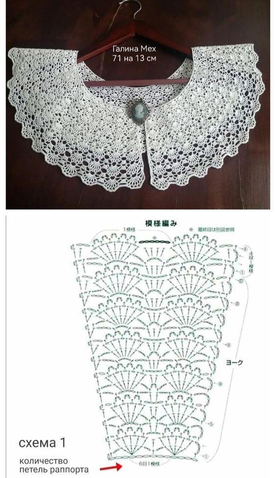 the instructions for how to crochet an openwork collar with lace on it