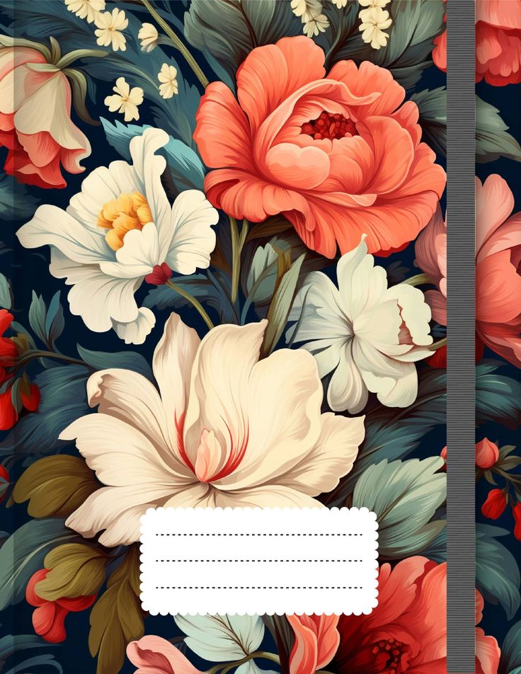 the back side of a phone case with flowers on it