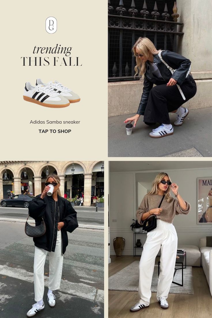 Women’s Sambas Outfits, Adidas Samba Shoes Women Outfit, Snikers Outfit Sneakers, Adidas Samba Og White Outfit, Samba Classic Shoes Outfit, Adidas Samba Cloud White Outfit, Style With Samba Shoes, How To Style Adidas Samba White, Puma Samba Outfit