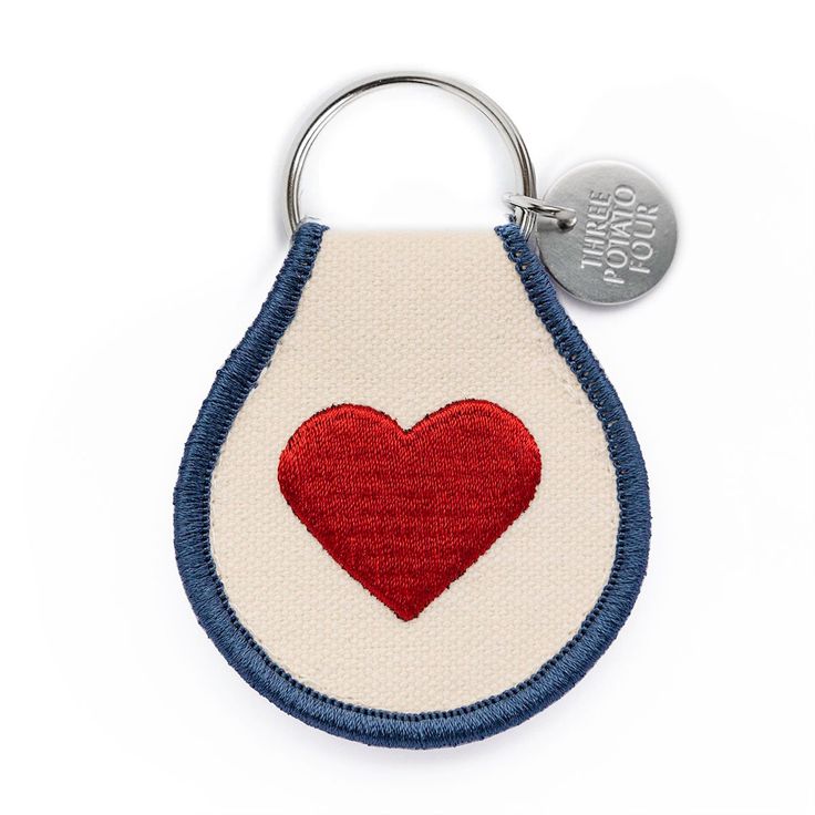 "Super cute double-sided raised embroidered keychain with raised 3-dimensional simple red heart. Made with high-quality materials for a durable, long-lasting accessory. 2.5\" x 2.25\" (larger than our regularly sized 2.5\" x 1.5\" keychains) Double-Sided Embroidery Embroidered Natural Oxford Cotton Metal Split Keyring" Felt Heart Keychain, Car Keys Keychain Ideas, Vintage Keychain, Toro Inoue, Couples Gifts, Car Key Chain, Heart Patch, Felt Pennants, Heart Patches