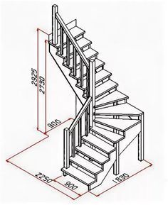 a drawing of a stair case with measurements