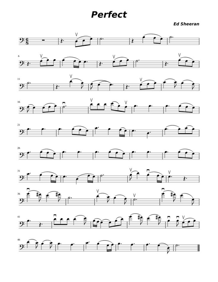 sheet music with the words perfect written on it