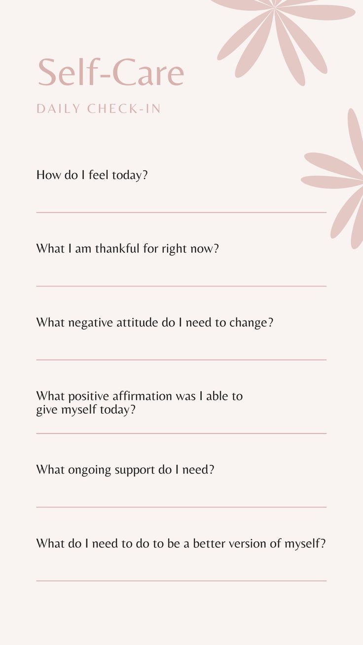 the self - care checklist is shown in pink and white with flowers on it