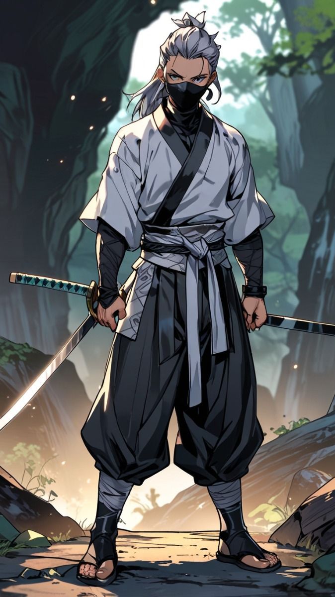 an anime character with two swords in his hands