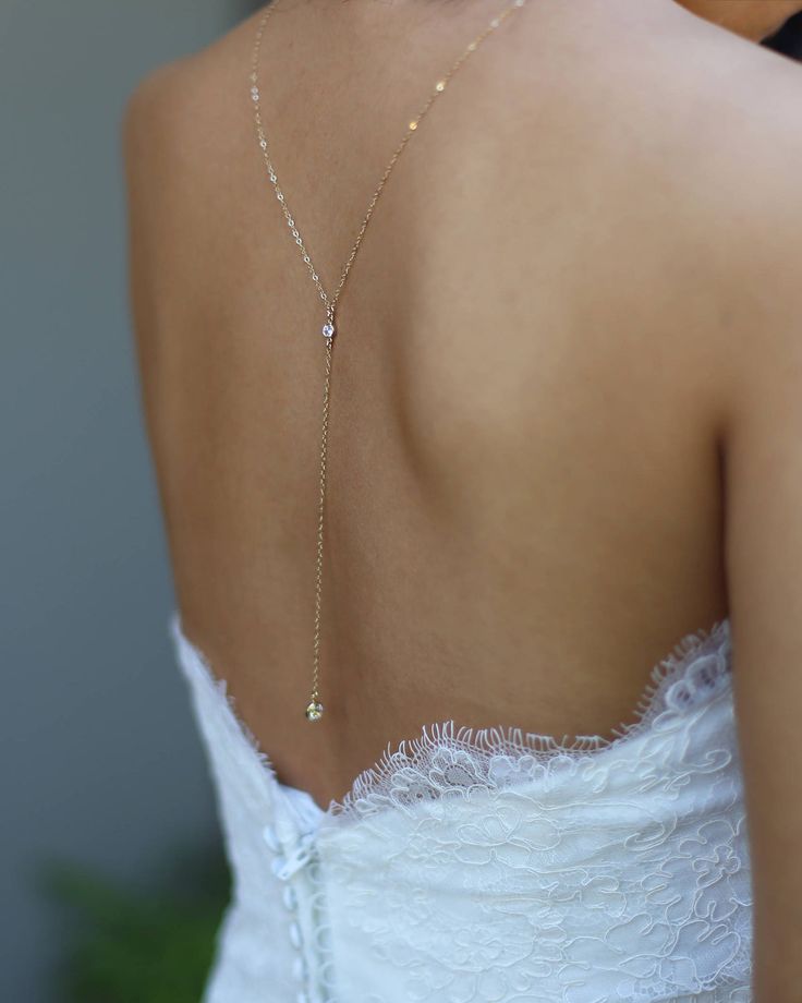 CZ II Back Necklace – E&E PROJECT Simply Wedding Dress, Backdrop Necklace, Back Chain, Backdrops Necklace, Low Back Dresses, Deep V Neck Dress, Back Necklace, Necklace Bridal, Y Necklace