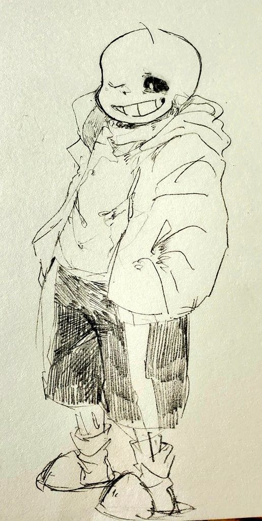 a drawing of a person wearing a hat and jacket with one hand on his hip