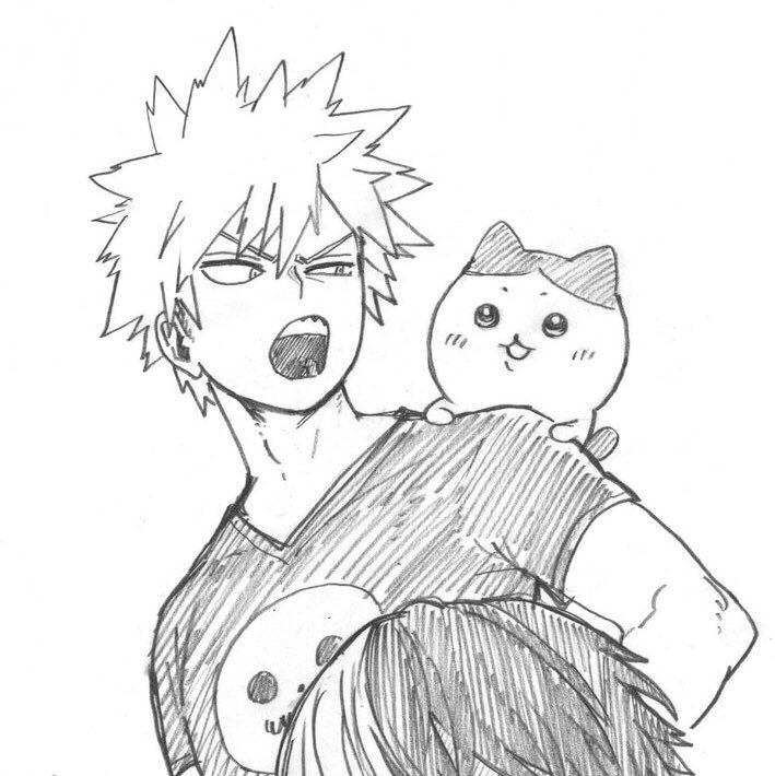 a drawing of a person holding a cat in his arms and the caption that says,