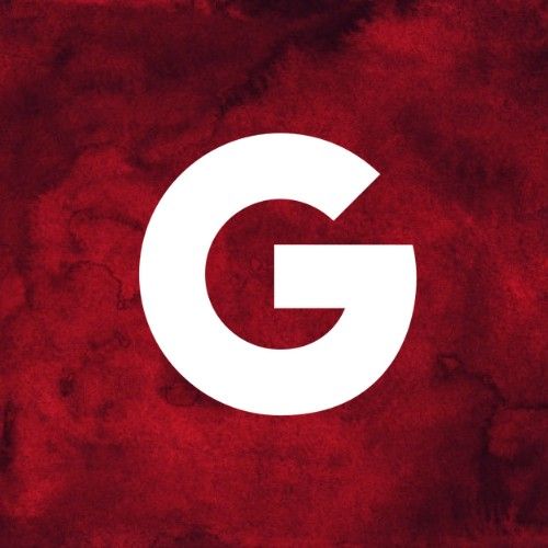 a red background with the letter g on it