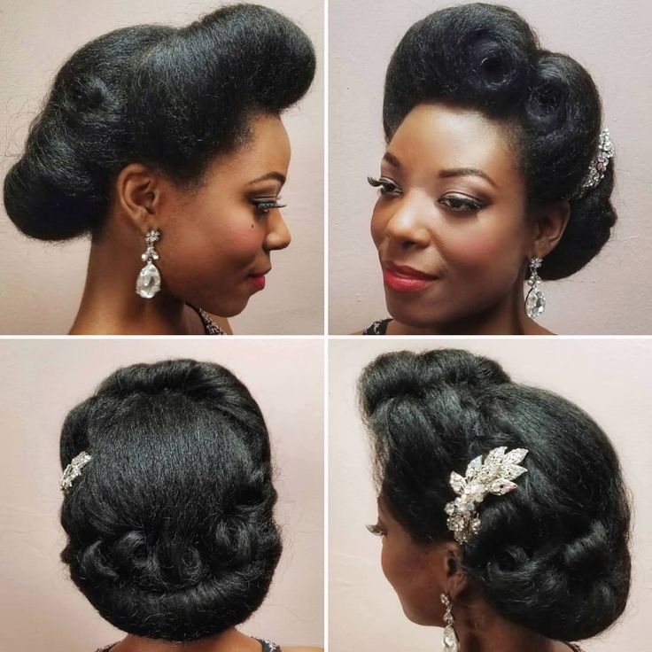 1950s Fashion Women Hairstyles, Vintage Afro Hairstyles, 1930s Black Women Hairstyles, Black Pinup Hairstyles, Black Pin Up Hairstyles Updo, Vintage Black Hairstyles, Vintage Hairstyles Black Women, 1920s Hair Black Women, Pin Up Curls For Black Women