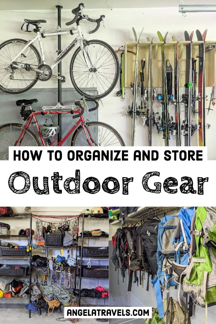 an organized and store outdoor gear area