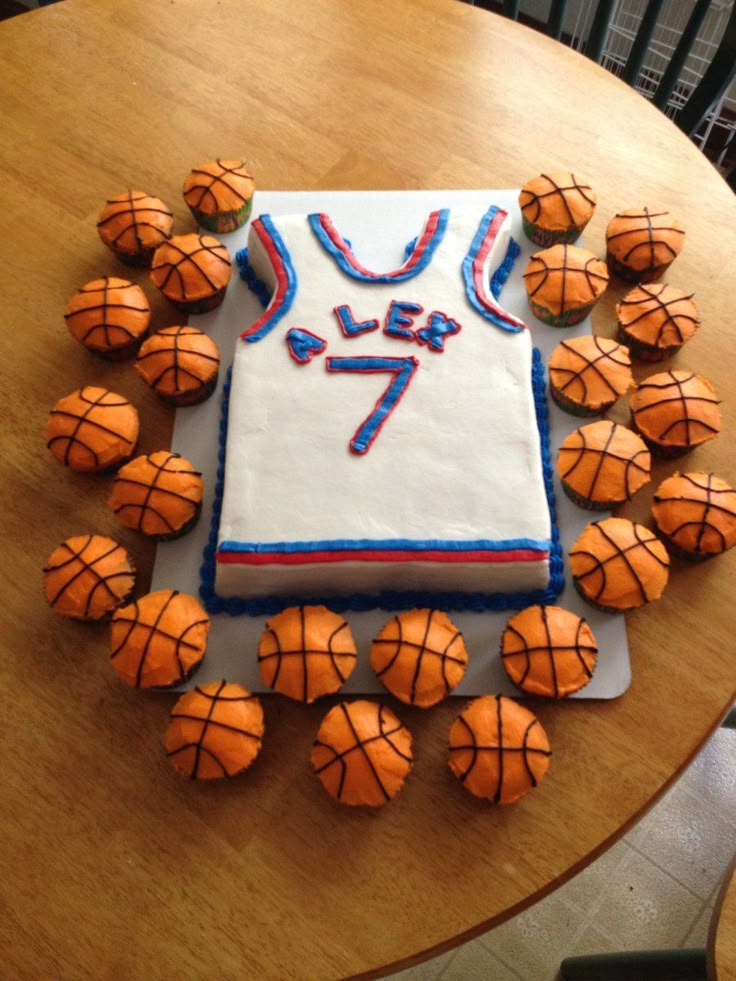 a cake made to look like a basketball jersey