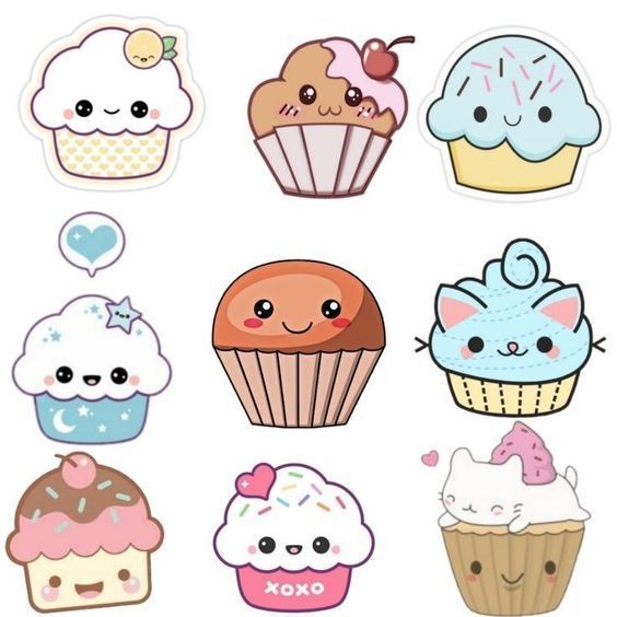 chibi kawaii character Paper Cute, 귀여운 음식 그림, Preppy Stickers, Cute Easy Doodles, Cute Food Drawings, Easy Doodles Drawings, Cute Doodles Drawings, Cute Kawaii Drawings, Cute Doodle Art